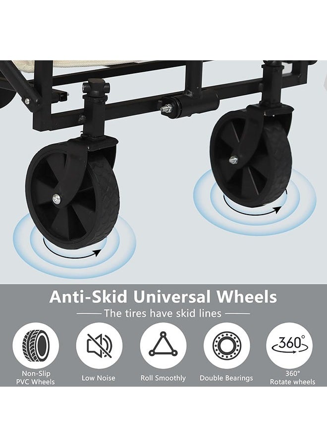 Arabest - Outdoor Utility Wagon, Picnic Trolley Duty Collapsible Folding Outdoor Cart, Folding Garden Portable Hand Cart with Adjustable Handles Suit,Use for Shopping and Park Picnic Beach Trip Camping - Image 1