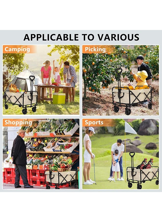 Arabest - Outdoor Utility Wagon, Picnic Trolley Duty Collapsible Folding Outdoor Cart, Folding Garden Portable Hand Cart with Adjustable Handles Suit,Use for Shopping and Park Picnic Beach Trip Camping - Image 1