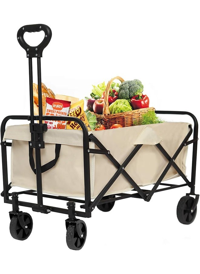 Arabest - Outdoor Utility Wagon, Picnic Trolley Duty Collapsible Folding Outdoor Cart, Folding Garden Portable Hand Cart with Adjustable Handles Suit,Use for Shopping and Park Picnic Beach Trip Camping - Image 1