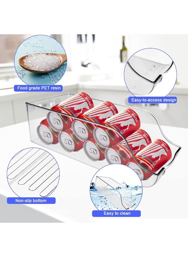 2 Pack Clear Plastic Refrigerator Storage Organizer Bins for Cans & Food, Pantry & Cupboard Trays - Image 4