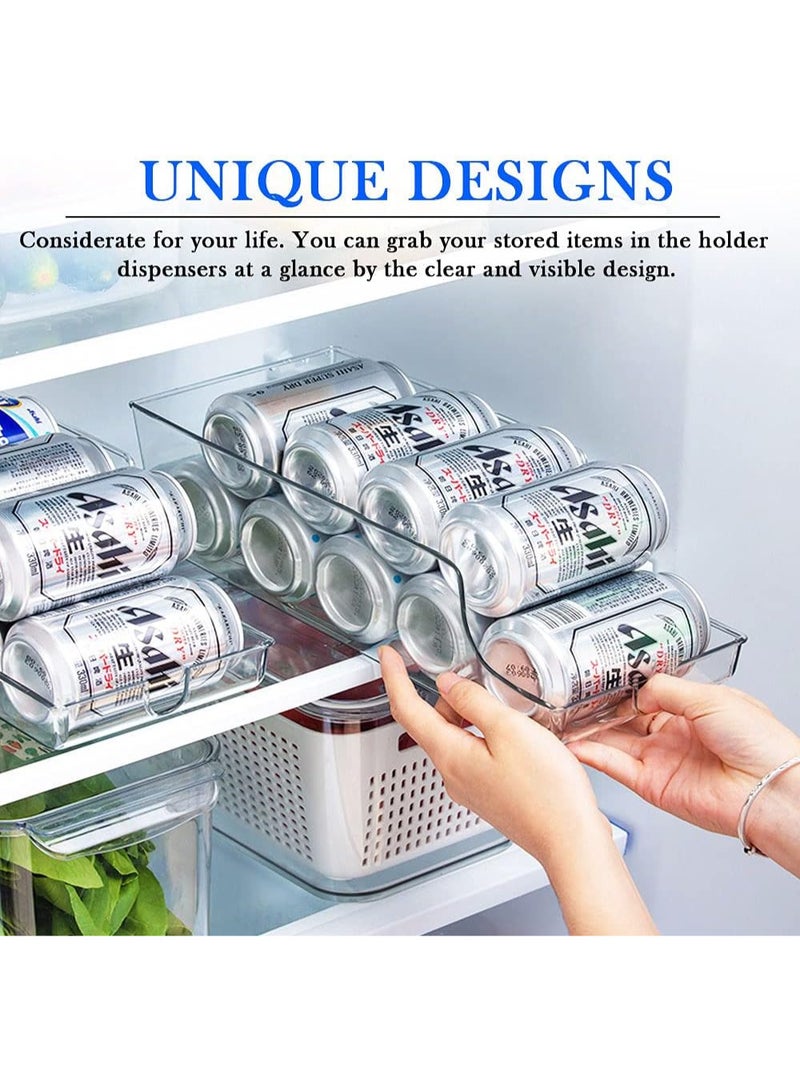 2 Pack Clear Plastic Refrigerator Storage Organizer Bins for Cans & Food, Pantry & Cupboard Trays - Image 3