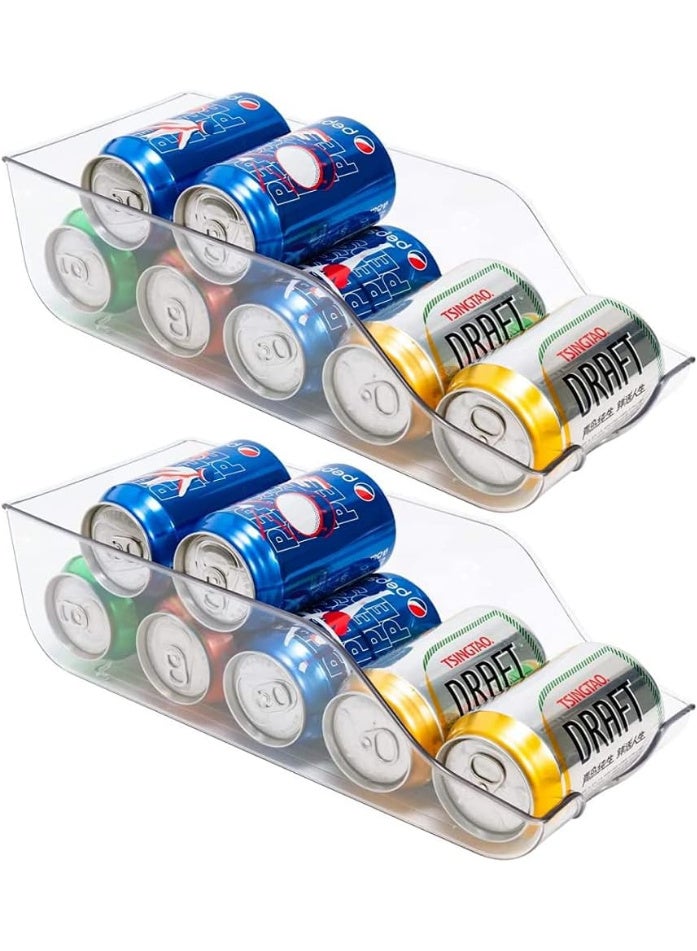 2 Pack Clear Plastic Refrigerator Storage Organizer Bins for Cans & Food, Pantry & Cupboard Trays - Image 1