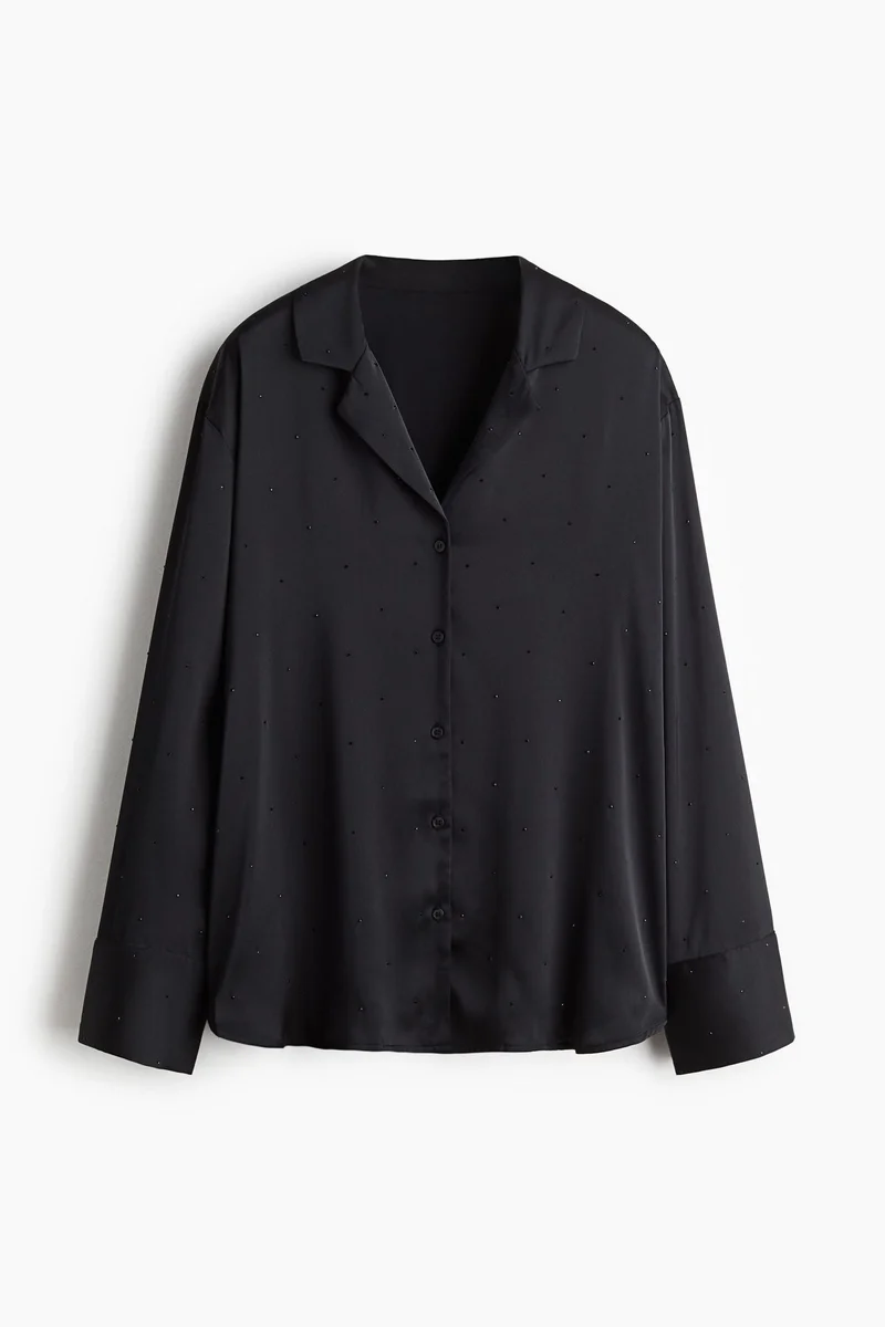 H&M Embellished satin pyjama shirt