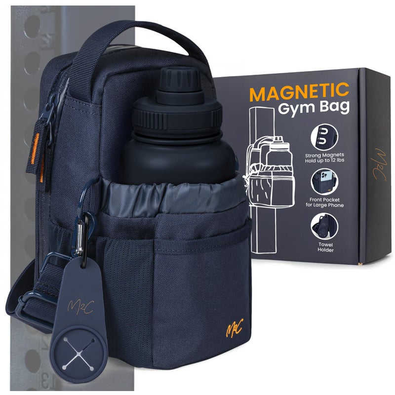 M2CÂ® PREMIUM Magnetic Gym Bag â€“ Holds Up to 12 lbs â€“ Gym Pouch with Water Bottle, Cup & Wallet Pocket, Phone Storage, Key Clip, Adjustable Sling Strap â€“ Ideal for Sports, Work & Travel - Image 1