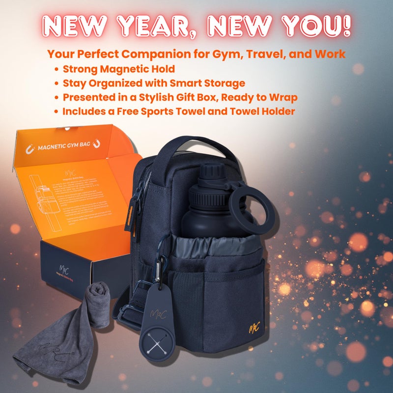 M2CÂ® PREMIUM Magnetic Gym Bag â€“ Holds Up to 12 lbs â€“ Gym Pouch with Water Bottle, Cup & Wallet Pocket, Phone Storage, Key Clip, Adjustable Sling Strap â€“ Ideal for Sports, Work & Travel - Image 2