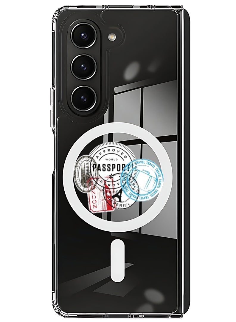 Theodor Magnetic Case for Samsung Galaxy Z Fold 5 Compatible with MagSafe Wireless Charging, Shockproof Phone Bumper Cover Stamps - Image 1