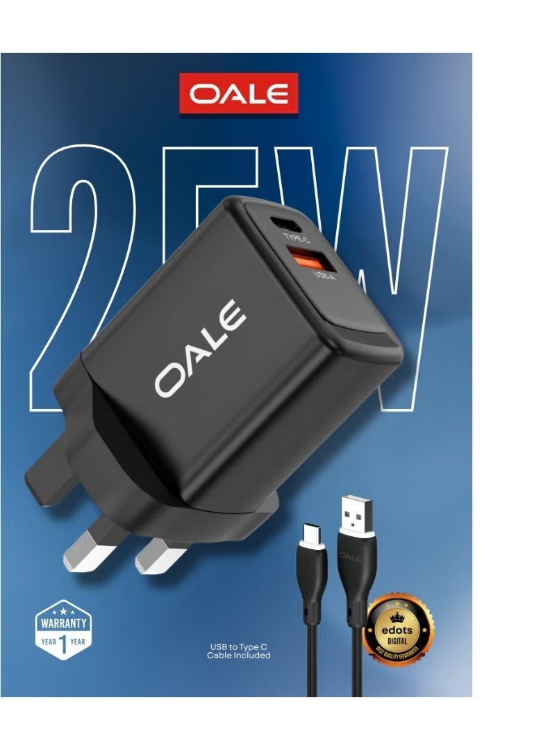 OALE iFast 50 | Compact 25W Fast Charger | Smart Type-C PD + QC 3.0 Adapter - Image 2