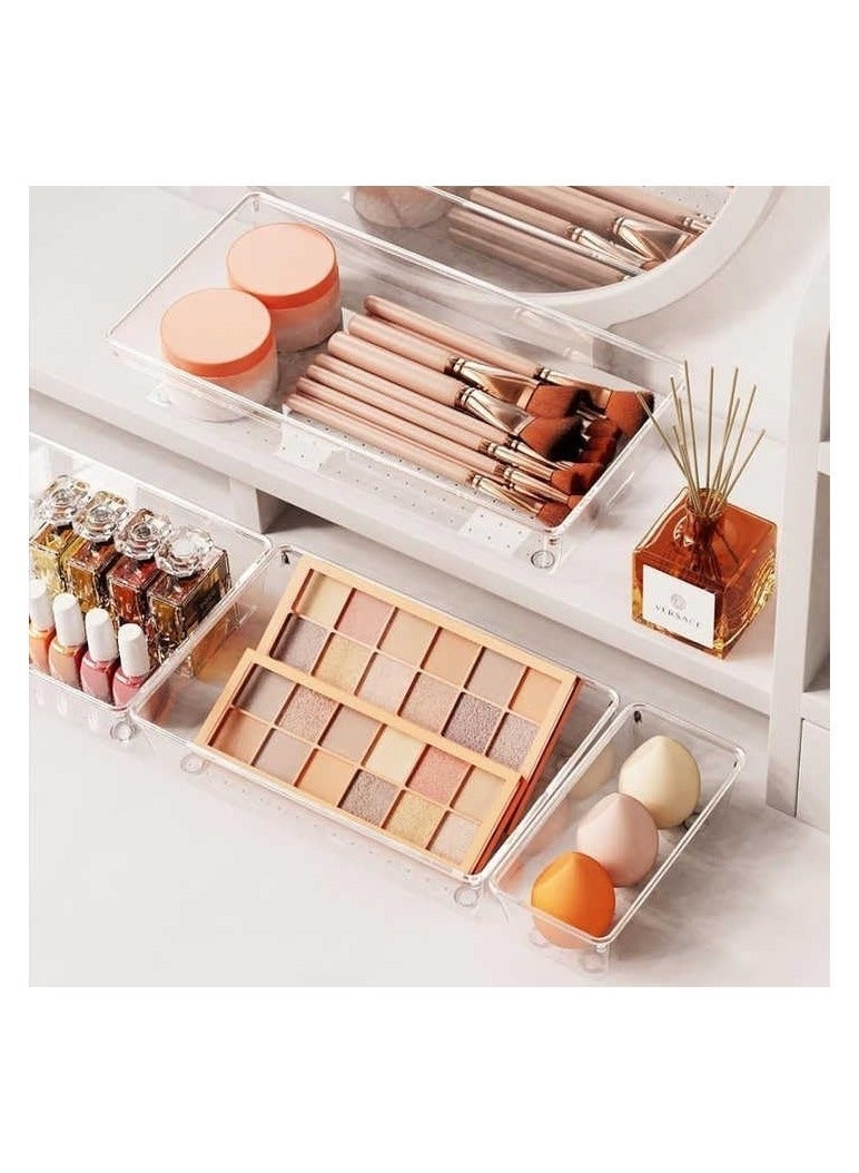 A set of 8 clear plastic drawer organizers, multi-sized, for organizing drawers in the bathroom, makeup, jewelry, kitchen and office. - Image 4