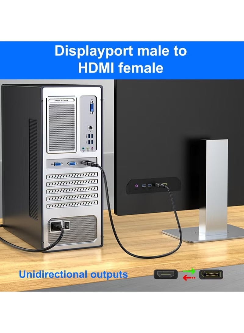 شيك فايب محول 4K DisplayPort إلى HDMI، عبوة من قطعتين من محول DP أحادي الاتجاه من الكمبيوتر الشخصي إلى HDMI للشاشة، محول 4K Ultra HD DP DisplayPort إلى HDMI (ذكر إلى أنثى)، متوافق مع أجهزة Lenovo وDell وHP والعلامات التجارية الأخرى - Image 5