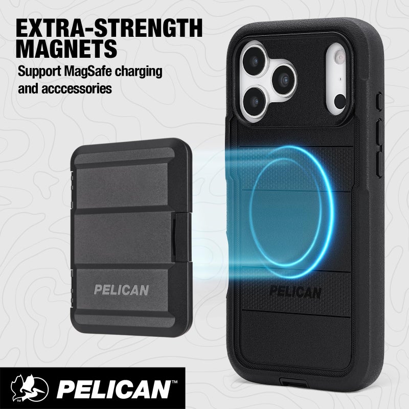 Pelican Voyager iPhone 17 Pro Max Case [Compatible with MagSafe] Rugged Phone Case w/ 24ft Military-Grade Drop Protection - Heavy Duty Phone Cover w/Belt Clip Holster for iPhone 17 Pro Max - Black - Image 4
