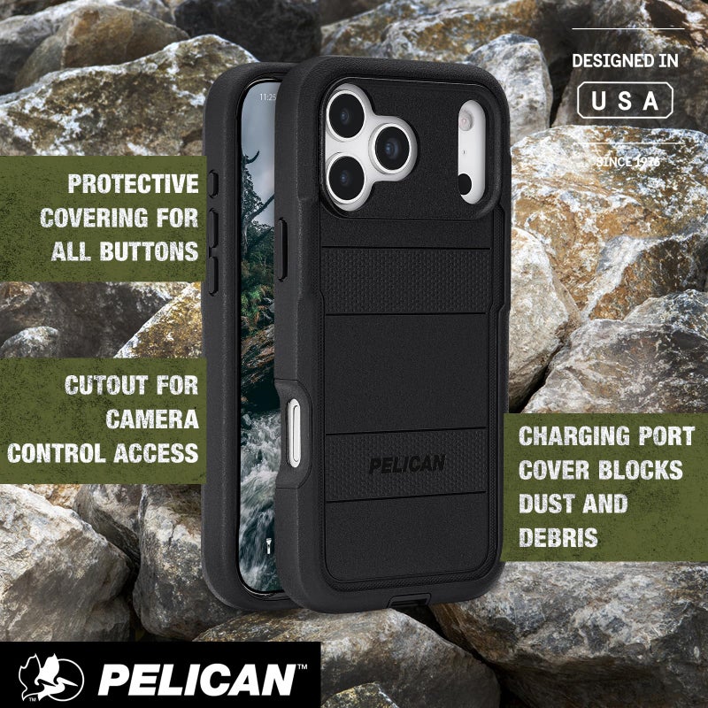 Pelican Voyager iPhone 17 Pro Max Case [Compatible with MagSafe] Rugged Phone Case w/ 24ft Military-Grade Drop Protection - Heavy Duty Phone Cover w/Belt Clip Holster for iPhone 17 Pro Max - Black - Image 5