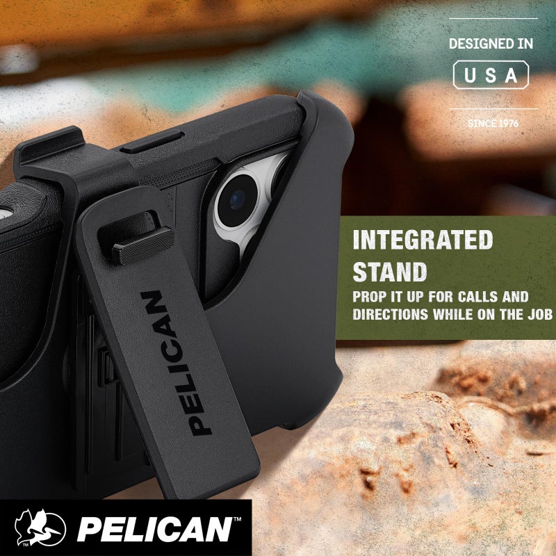 Pelican Voyager iPhone 17 Pro Max Case [Compatible with MagSafe] Rugged Phone Case w/ 24ft Military-Grade Drop Protection - Heavy Duty Phone Cover w/Belt Clip Holster for iPhone 17 Pro Max - Black - Image 2
