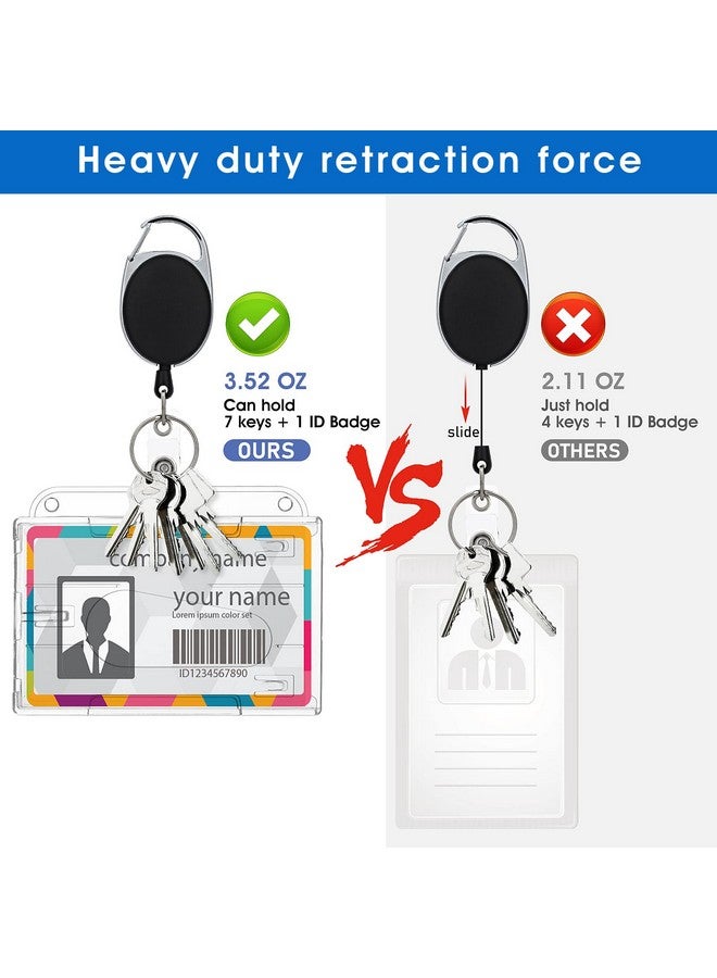 COBEE 2 Pack Hard Plastic Badge Holders With Heavy Duty Badge Reels Clear Id Card Holder Retractable Badge Reel Clip Thumb Slot Credit Card Protector For Nurse Doctor Teacher Office(Horizontal) - Image 2
