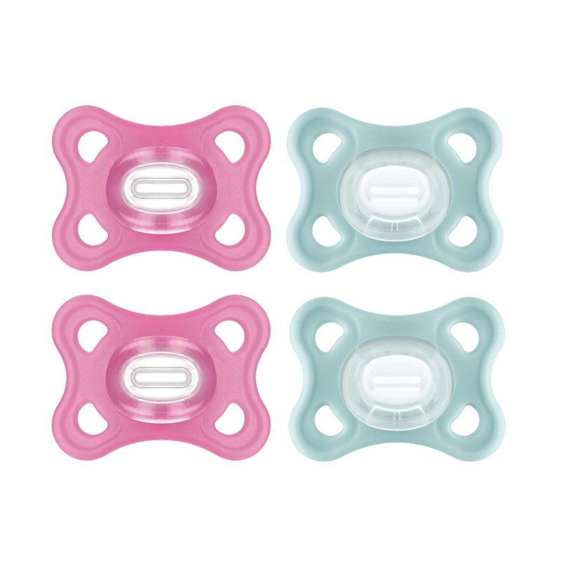 MAM مصاصات مام المريحة، مصاصات حديثي الولادة، عبوة 2، مصاصات مام من 3-12 شهر، أفضل مصاصة للأطفال الذين يرضعون من الثدي، مصاصة سيليكون للبنات - Image 1