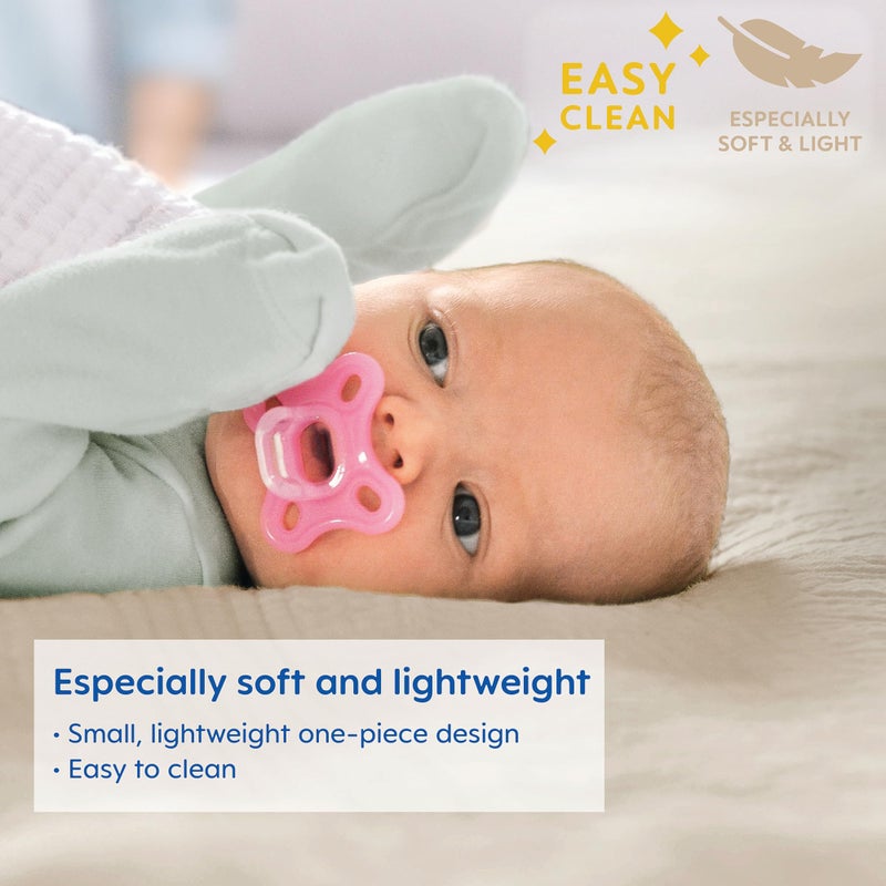 MAM مصاصات مام المريحة، مصاصات حديثي الولادة، عبوة 2، مصاصات مام من 3-12 شهر، أفضل مصاصة للأطفال الذين يرضعون من الثدي، مصاصة سيليكون للبنات - Image 3