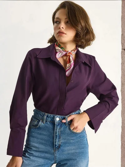 Bianco Lucci LUCCI Regular Fit Long Sleeve Button-Up Poplin Shirt