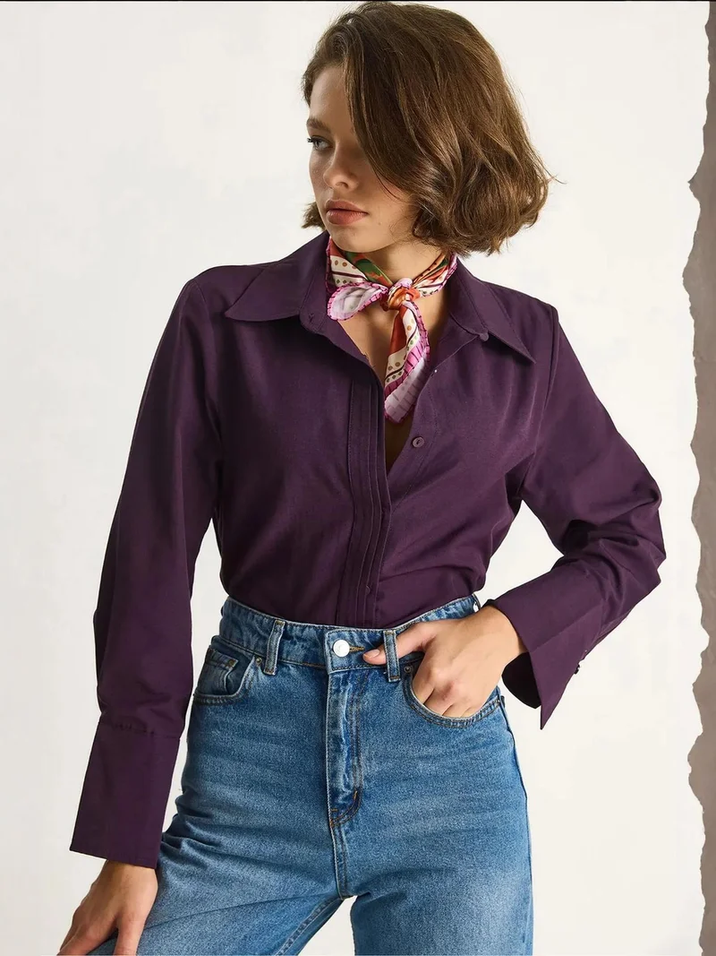 Bianco Lucci LUCCI Regular Fit Long Sleeve Button-Up Poplin Shirt