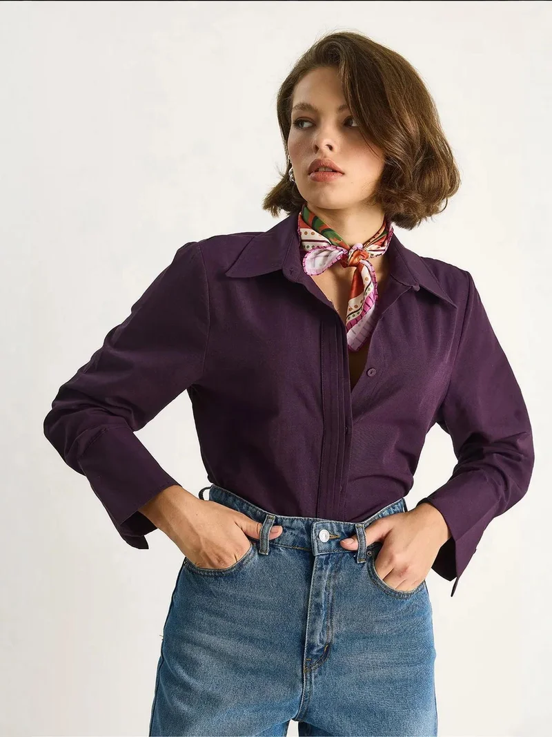 Bianco Lucci LUCCI Regular Fit Long Sleeve Button-Up Poplin Shirt