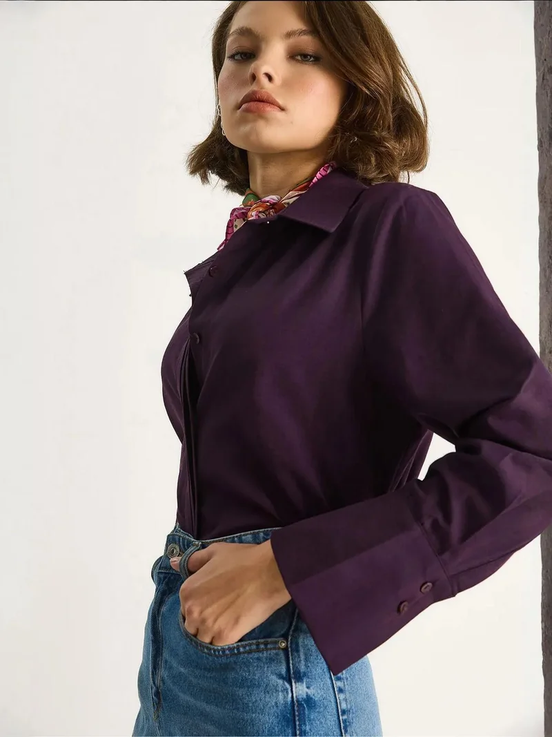 Bianco Lucci LUCCI Regular Fit Long Sleeve Button-Up Poplin Shirt