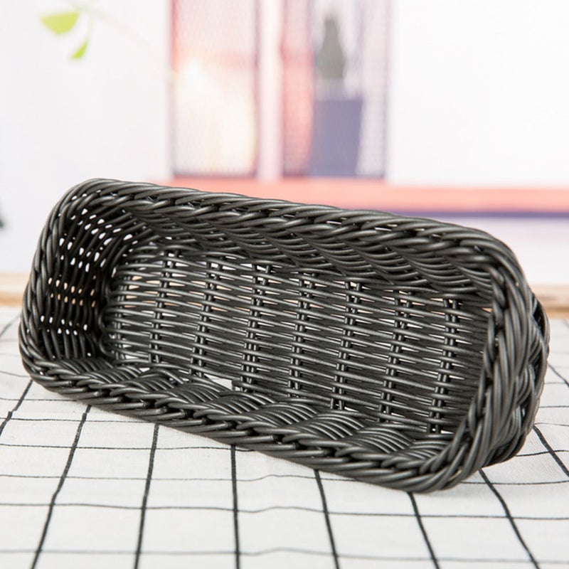 2 pcs Woven Plate Basket Rectangular Imitation Rattan Basket Multi-functional Basket for Kitchen Home (Grey, 28x11x5cm) - Image 3