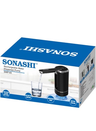 Rechargeable Water Dispenser Pump with 1 Touch Function | Foldable Design with Silicone Inlet Hose | Type-C Charging, Indicator Light | Suitable for 1-5 Gallon Bottle Water | Power 4W SWP-65 Black/Silver - view 4