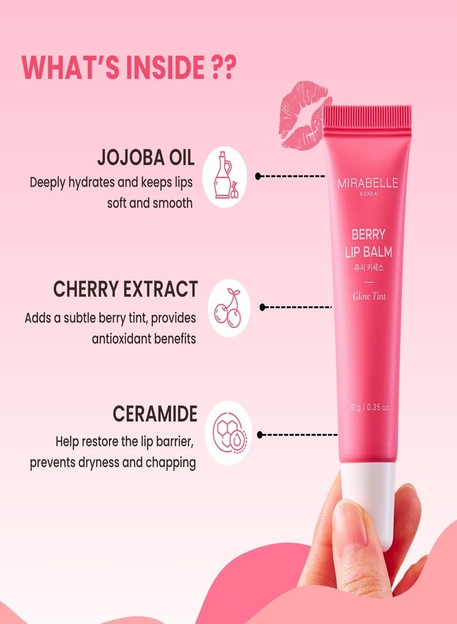 Mirabelle Korea Berry Lip Balm 10g | Subtle Glow Tint | Korean Lip Balm for Dry, Chapped Lips | Brightens Pigmented Lips | Jojoba Oil, Cherry Extract | Men & Women - Image 2