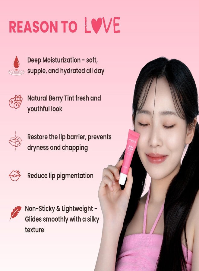 Mirabelle Korea Berry Lip Balm 10g | Subtle Glow Tint | Korean Lip Balm for Dry, Chapped Lips | Brightens Pigmented Lips | Jojoba Oil, Cherry Extract | Men & Women - Image 4