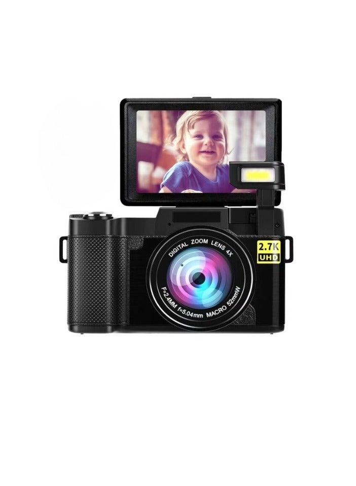 2.7K Full HD 30mp Digital Video Camera, Portable Photography Camera With Rotatable Screen, Lightweight Easy To Cary Action Camera With Digital Zoom, (1pc, Black) - Image 1