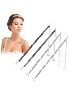 2 Pairs Rhinestone Bra Strap Crystal Bra Straps Adjustable Rhinestone Shoulder Strap Diamante Bra Straps Women's Non-Slip Invisible Bra Straps Removable Straps for Dress Bra Tops