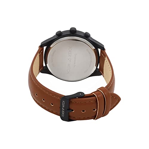Joker & Witch Leather Daphne & Simon Couple Analogue Watches, Black Dial, Brown Band - Image 4