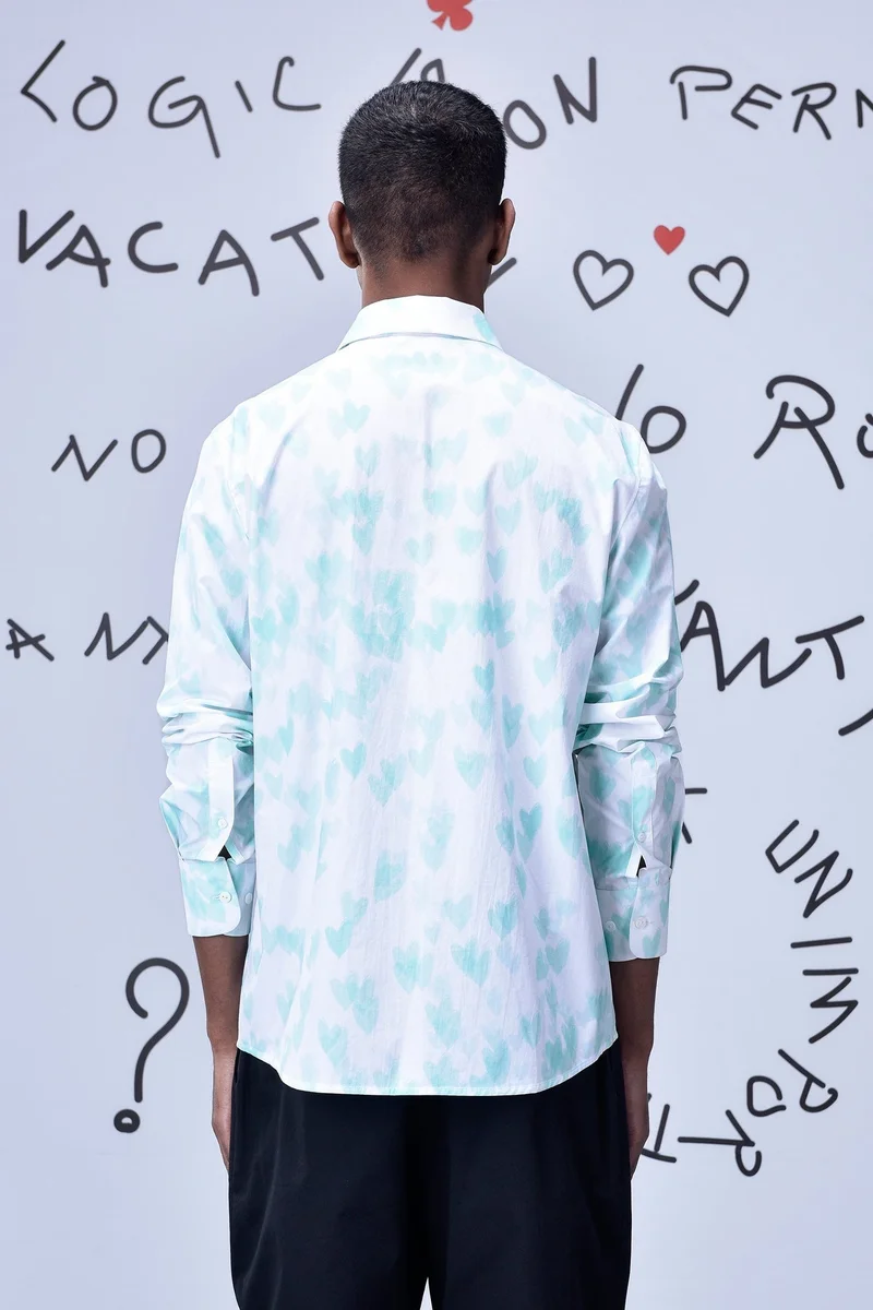 Genes Lecoanet Hemant  Button Up Heart Regular Fit Shirt- White for Men | Best Price UAE