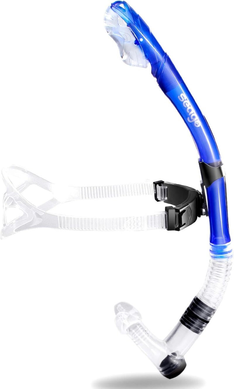 Seago Swim Snorkel for Lap Swimming, Dry Top Front Swimmer Gear for Adult Youth, Training Equipment in Pool and Open Water with Comfy Easy to Adjust Head Pads Food-Grade Silicone Mouthpiece - Image 1
