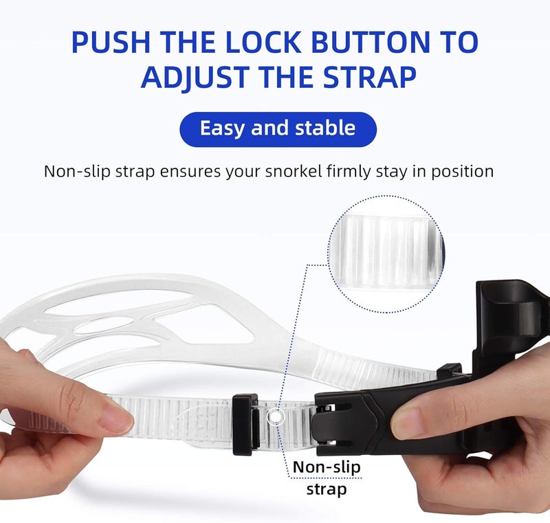 Seago Swim Snorkel for Lap Swimming, Dry Top Front Swimmer Gear for Adult Youth, Training Equipment in Pool and Open Water with Comfy Easy to Adjust Head Pads Food-Grade Silicone Mouthpiece - Image 4