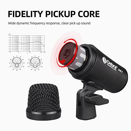 D Debra DK7 Pro 7-Piece Wired Drum Microphone Kit for Performing and Recording Drummers, Includes Mics, Mic Clip with Options for Kick Drums, Snare, Rack/Floor Toms, Congas and Cymbals - Image 3