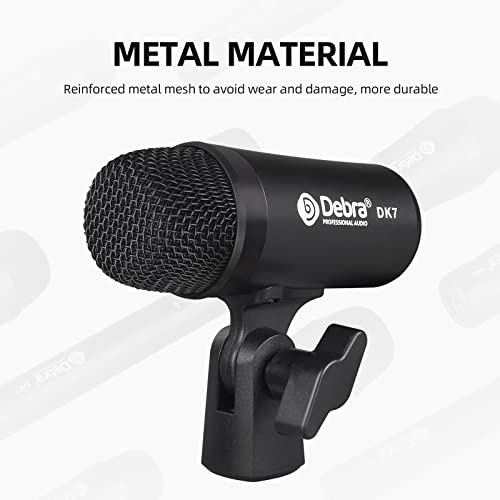 D Debra DK7 Pro 7-Piece Wired Drum Microphone Kit for Performing and Recording Drummers, Includes Mics, Mic Clip with Options for Kick Drums, Snare, Rack/Floor Toms, Congas and Cymbals - Image 2