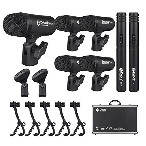 D Debra DK7 Pro 7-Piece Wired Drum Microphone Kit for Performing and Recording Drummers, Includes Mics, Mic Clip with Options for Kick Drums, Snare, Rack/Floor Toms, Congas and Cymbals - Image 1