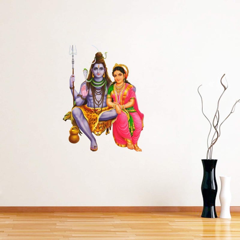 Decor Villa PVC Vinyl Shiv Parvati 3D Wall Sticker JUST Peel Stick New Modern Art Trendy Wall Stickers for Home Decoration Living RoomOffice Bedroom etc Size 58 CM X 43 CM Multicolor