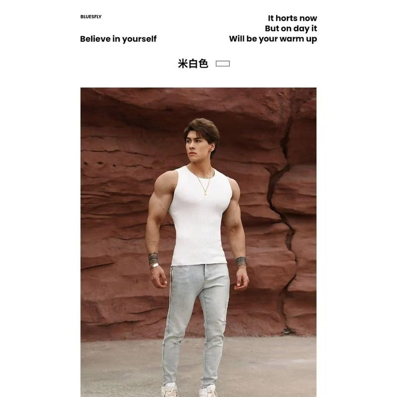 2024 Teenager Hong Kong Style Trendy Sleeveless Short Sleeve Popular Simple All-Match Vest Waistcoat Fitness Shirt - Image 5