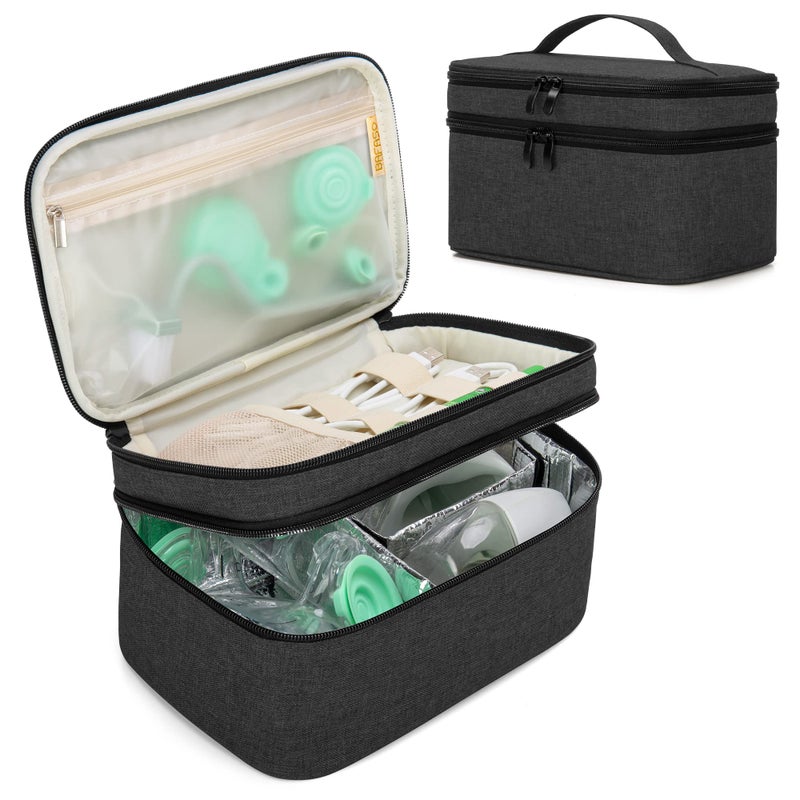 BAFASO Wearable Breast Pump Bag Compatible with Momcozy S12 Pro Momcozy M5 Elvie Breast Pump Carrying Case for Wearable Breast Pump and Extra Parts Black