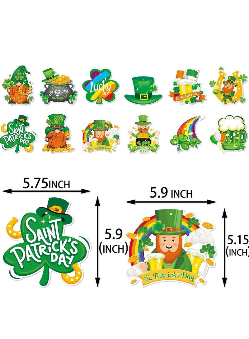 Mordely St-Saint Patricks-Day Party Decorations Garland Streamers - 12Pcs Green Banner Decor Shamrock Gnome Hat Hanging Swirl, Baby Shower Birthday Irish Lucky Party Supplies - Image 3