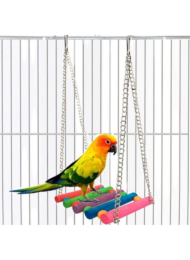 Hyamass - Hyamass Bird Parrot Toys Swing Hanging,Bird Cage Accessories Toy Hammock for Parakeets,Cockatiels,Lovebirds,Conures,Budgie,Macaws,Lovebirds,Finches and Other Small Pets（Rainbow） - Image 1