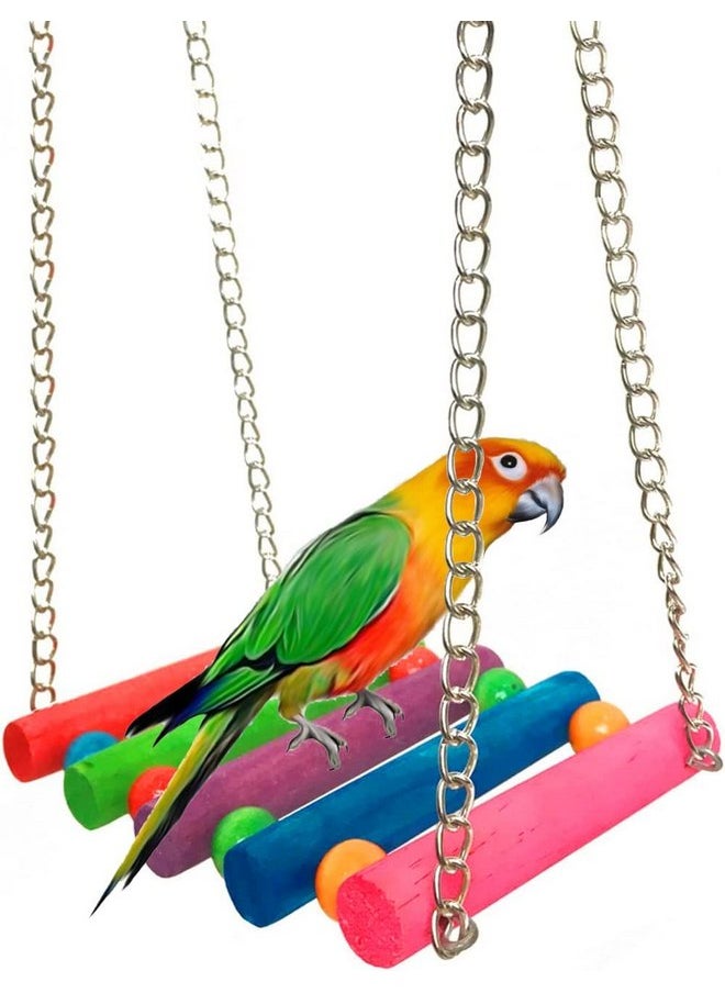 Hyamass - Hyamass Bird Parrot Toys Swing Hanging,Bird Cage Accessories Toy Hammock for Parakeets,Cockatiels,Lovebirds,Conures,Budgie,Macaws,Lovebirds,Finches and Other Small Pets（Rainbow） - Image 1
