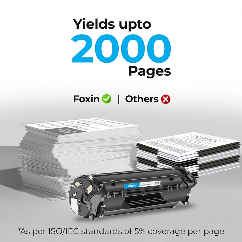 FOXIN FTC 12A Laser Printer Cartridge Compatible with HP 1020, M1005, 1018, 1010, 1012, 1015, 1022, 1022N, 1022NW, 3015, 3020, 3030, 3050, 3050Z, 3052, 3055, Canon LBP2900/2900B/3000 | Black - Image 3