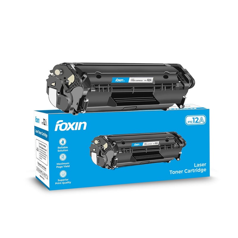 FOXIN FTC 12A Laser Printer Cartridge Compatible with HP 1020, M1005, 1018, 1010, 1012, 1015, 1022, 1022N, 1022NW, 3015, 3020, 3030, 3050, 3050Z, 3052, 3055, Canon LBP2900/2900B/3000 | Black - Image 1