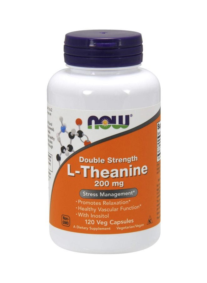 Now Foods L-Theanine Double Strength 200 mg Stress Management - 120 Veg Capsules - Image 1