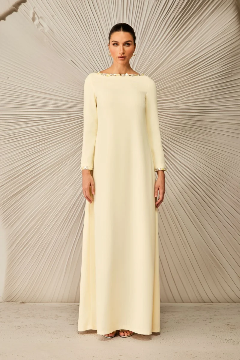 سنفير Lara Crystal Embellished Boat Neck Maxi Dress