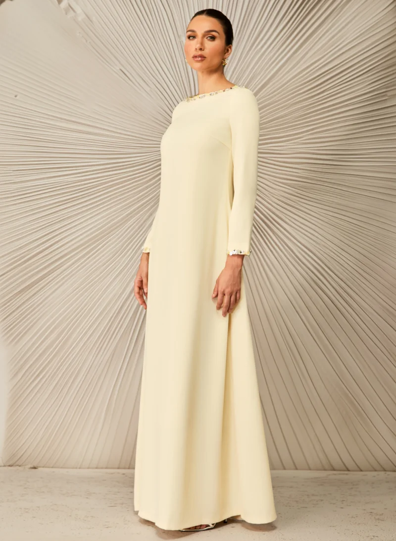 سنفير Lara Crystal Embellished Boat Neck Maxi Dress