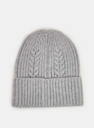 Styli Grey Cable Knit Beanie