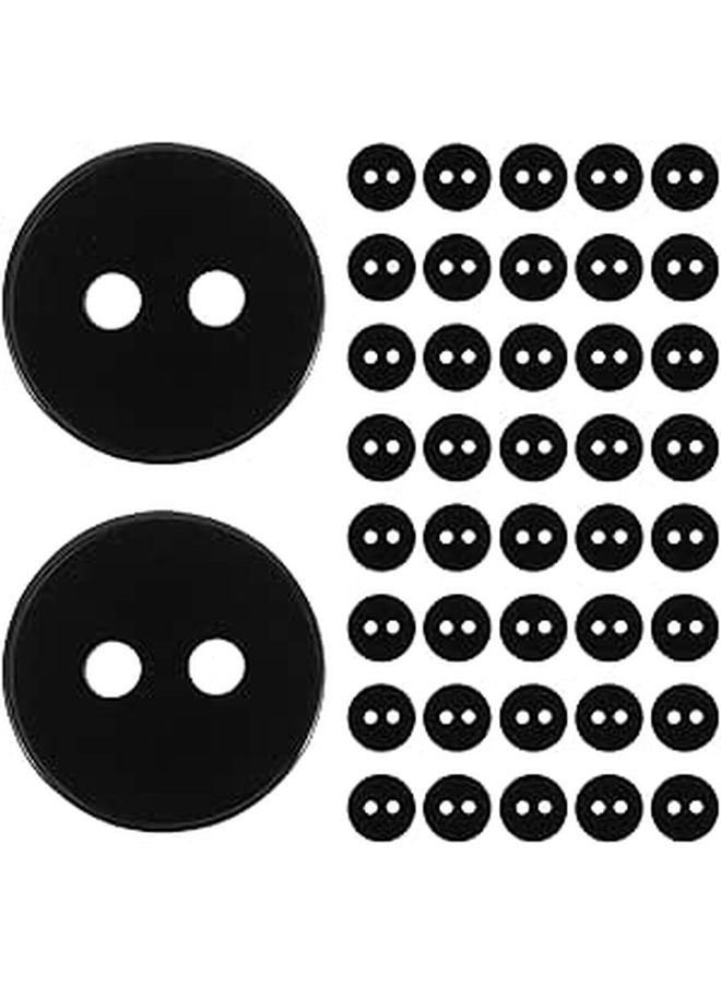 Black Plastic Shirt Buttons 200pcs 11 5mm Flat Round Fasteners For Sewing Apparel Crafting - Image 1