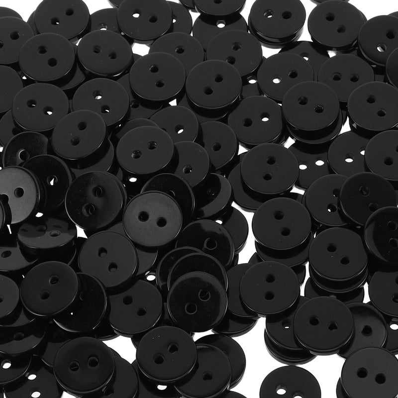 Black Plastic Shirt Buttons 200pcs 11 5mm Flat Round Fasteners For Sewing Apparel Crafting - Image 4